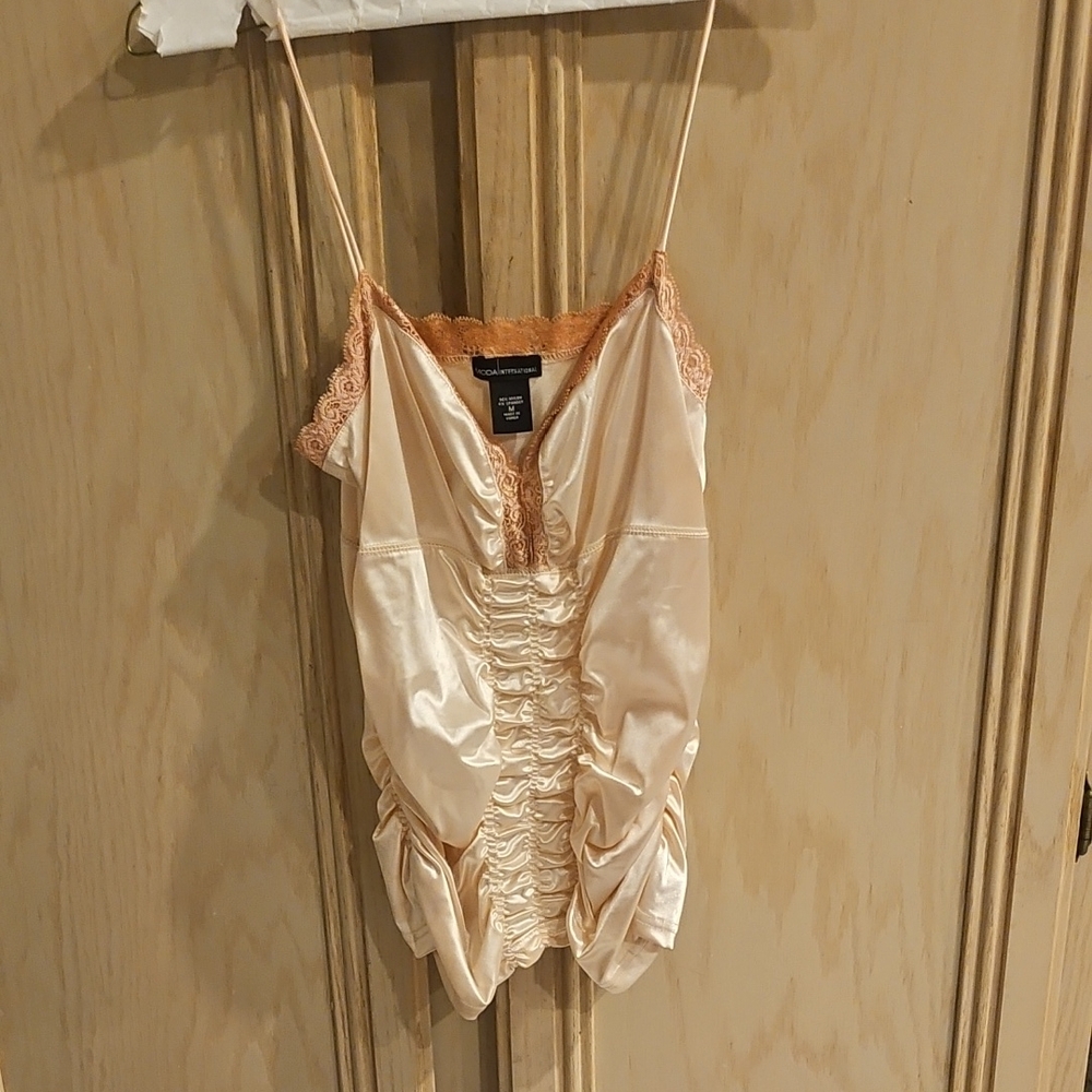 Y2K Peach Satin Ruched Camisole